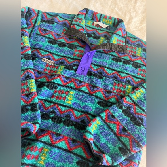 ✨COLUMBIA VIBRANT PATTERNED 1/4 SNAP PULLOVER - Picture 6 of 9